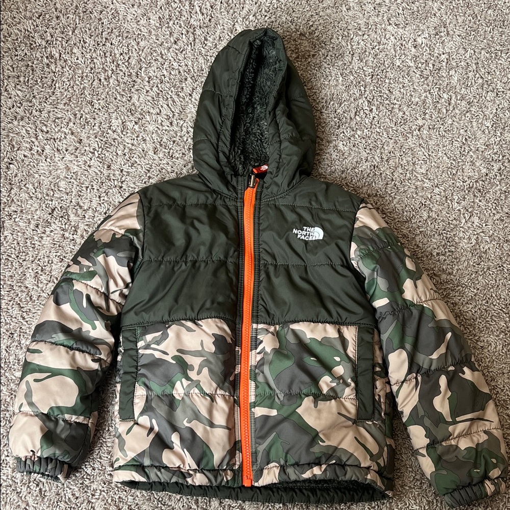 The North Face Green and Camo Kids'  Reversible Jacket - 5T